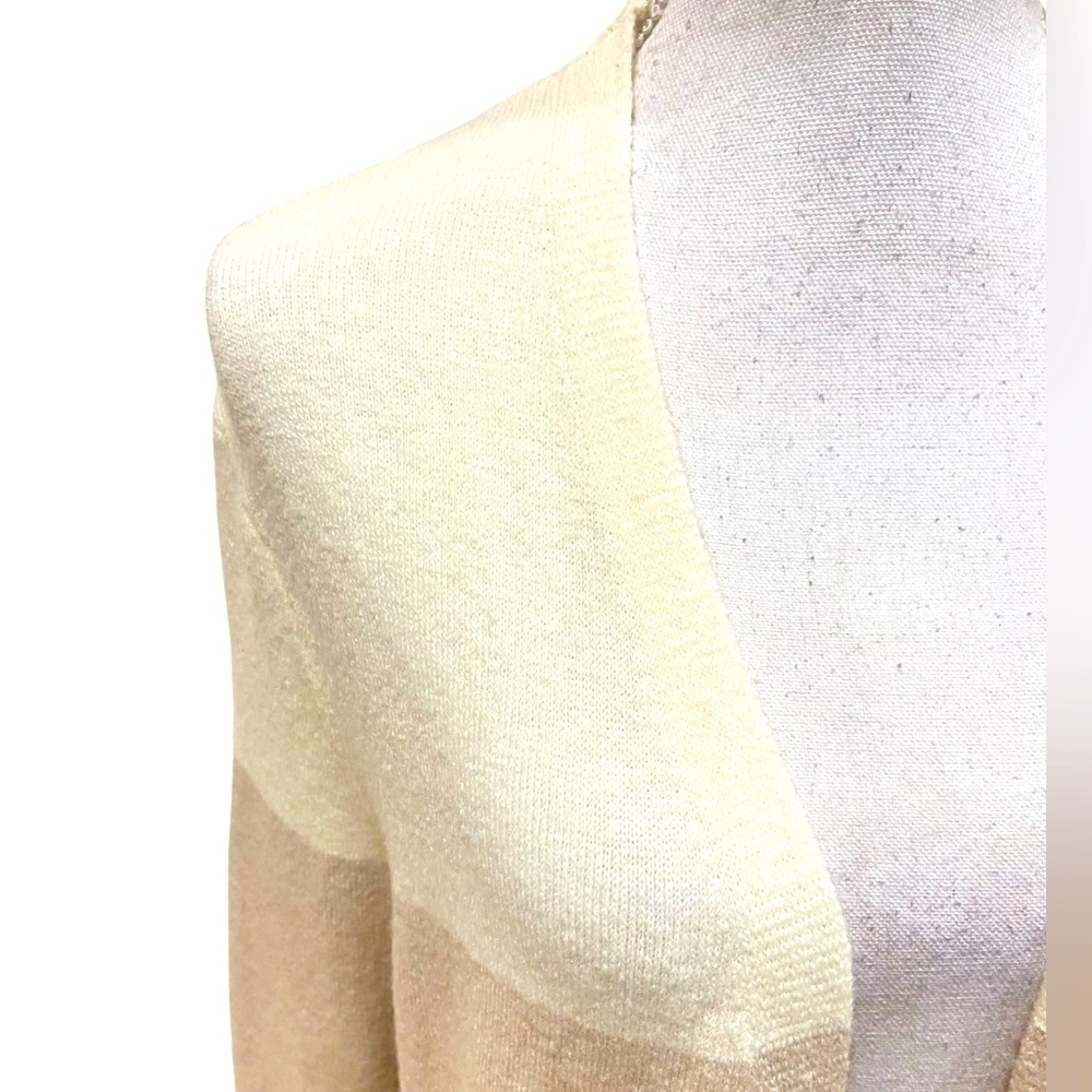 Madewell alpaca colorblock open front cardigan cream, beige, tan, grey medium - Picture 5 of 9